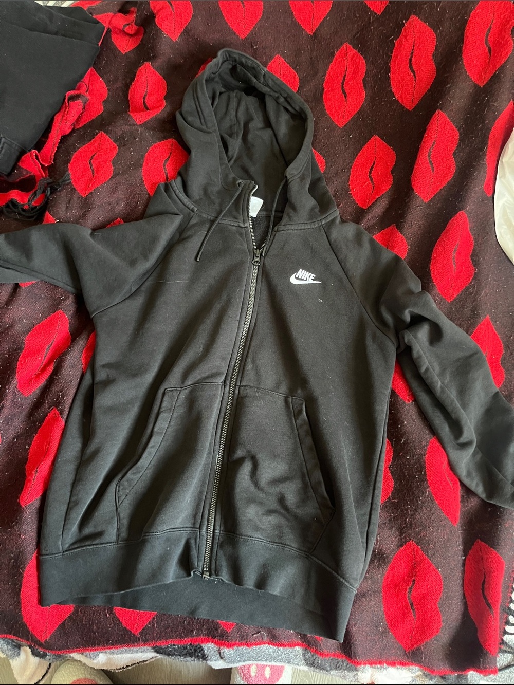 Nike Black Zip Hoodie with White Swoosh